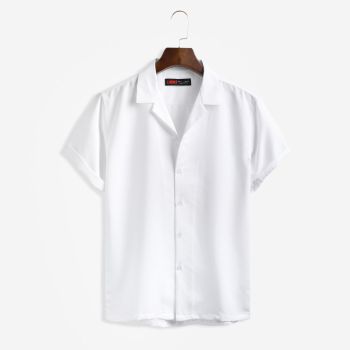 Áo sơm mi nam ngắn tay basic - White